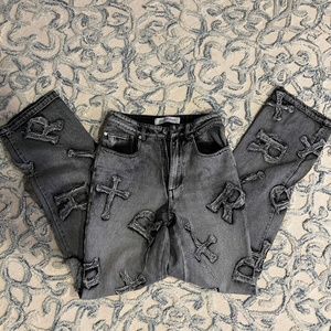 racer worldwide patch jeans